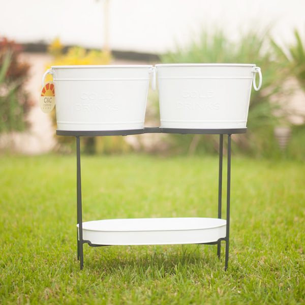 2 Set Metal Drink Bucket with Stand