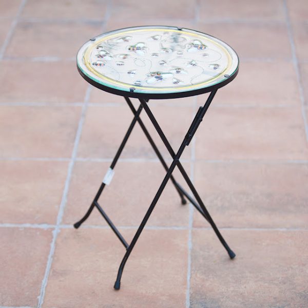 Metal Table with Glass Plate